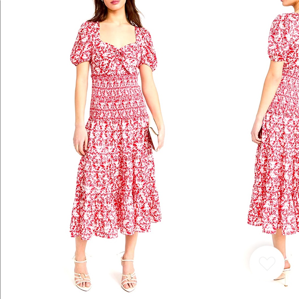 NWT Likely red/white floral print puff sleeve dress size 6